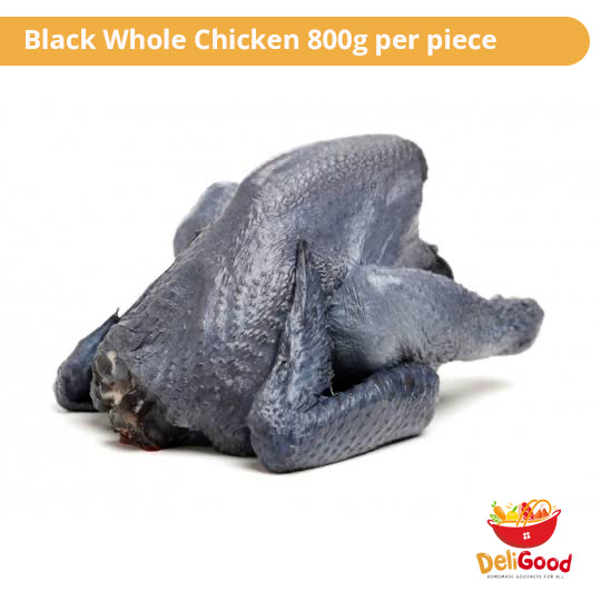 Black Whole Silkie  Chicken “Diong Kway” 700- 800 grams per piece